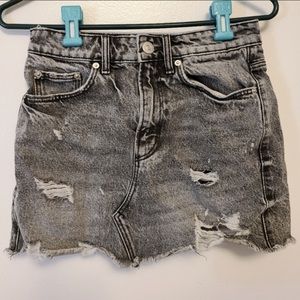 ZARA Gray Denim Distressed Miniskirt Size XS